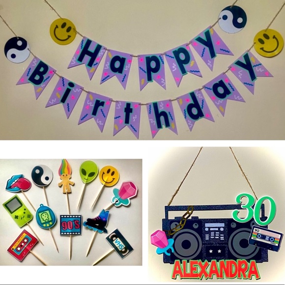 Party Supplies 9s Nostalgia Y2k Theme Birthday Party Decorations Bundle With Personalization